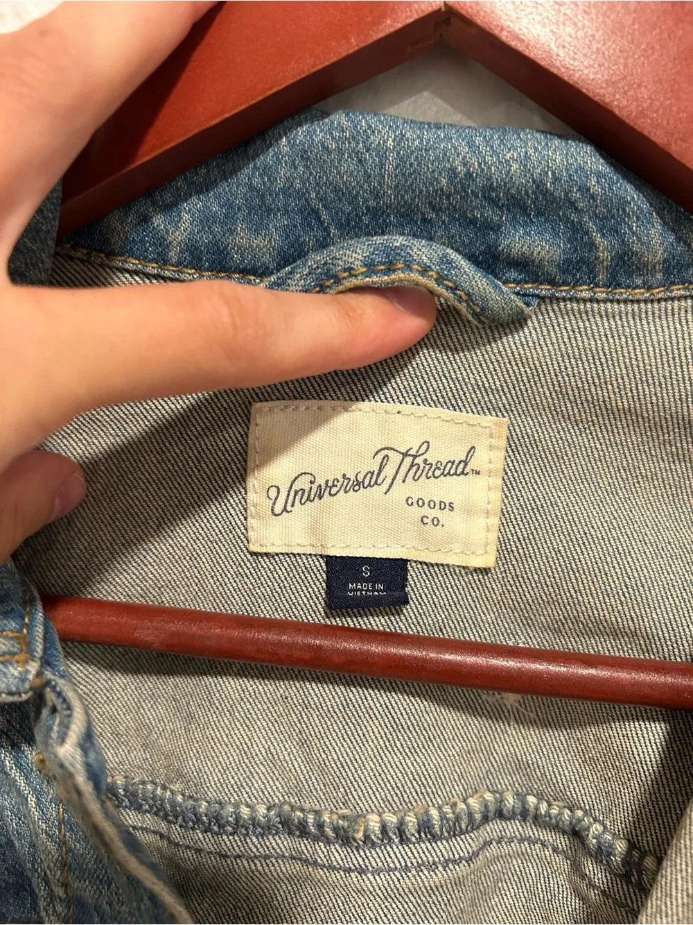 Light Blue Denim Jacket with Floral Embroidery with Subtle Fading